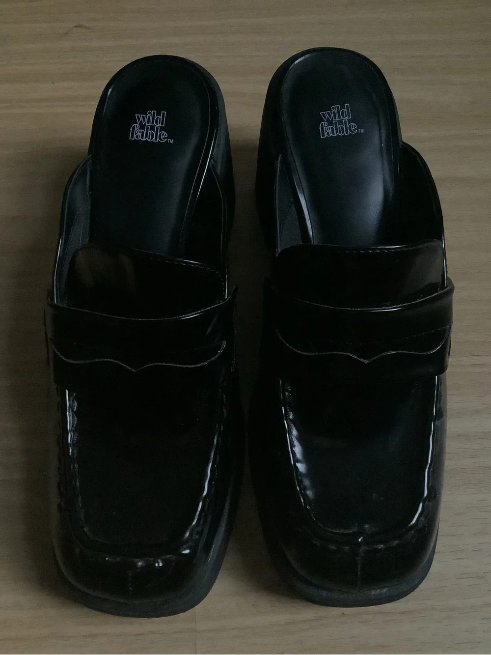 wild fable Black Patent Platform Penny Loafer Mules